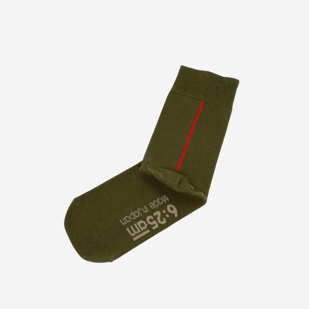 6:25am Red Line Sock 〈オリーブグリーン〉