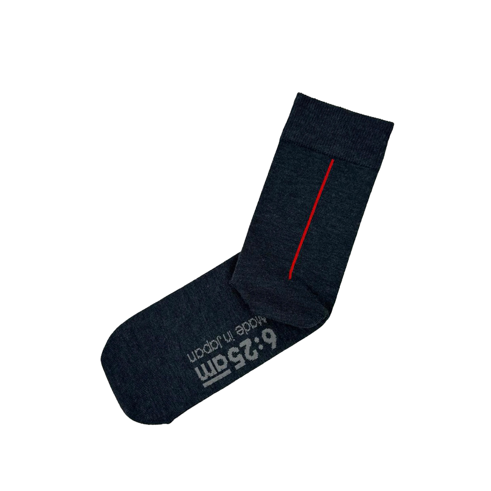 6:25am Red Line Sock 〈チャコールブラック〉